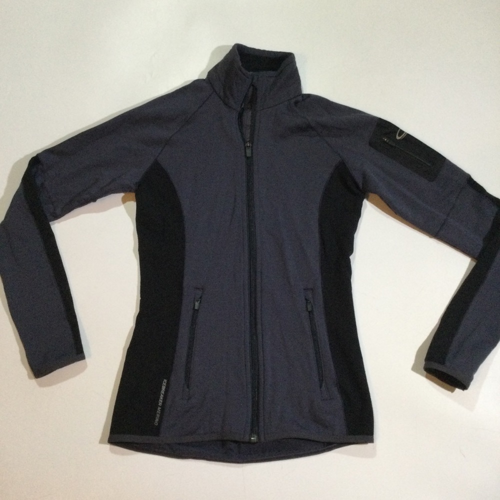 Icebreaker Merino Womens Size XS Bases Layer Warm Up Full Zipper Jacket In Gray